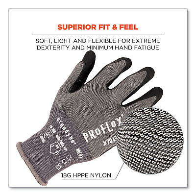 ergodyne ProFlex 7043 ANSI A4 Nitrile Coated CR Gloves, Gray, Medium, 12 Pairs (EGO10513)