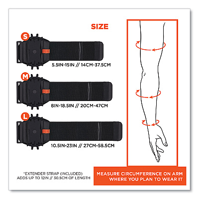 ergodyne Squids 5545 Arm and Wrist Scanner Mount, Small, 7 x 8.5 x 1.5, Elastic, Black (EGO19143)