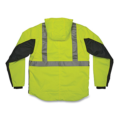 ergodyne GloWear 8275 Class 2 Heavy-Duty Hi-Vis Workwear Sherpa Lined Jacket, Large, Lime (EGO23974)