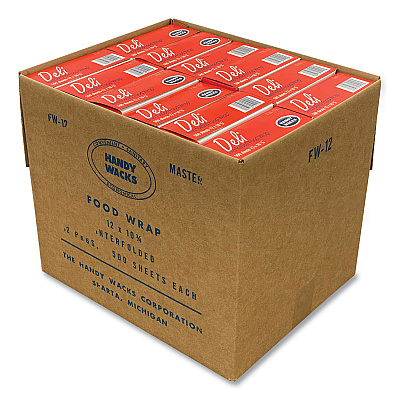 Handy Wacks Interfolded Food Wrap Deli Sheets, 10.75 x 12, 12/Carton (HWAFW12)