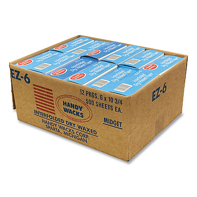 Handy Wacks Interfolded Dry Waxed Paper Deli Sheets, 10.75 x 6, 12/Carton (HWAEZ6)