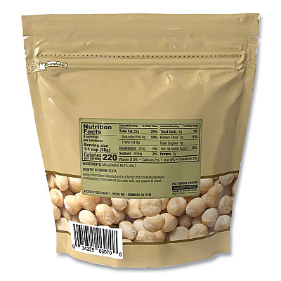 Setton Farms Macadamia Nuts, Dry Roasted, Salted, 4 oz Bag, 12/Carton (SEF6070)