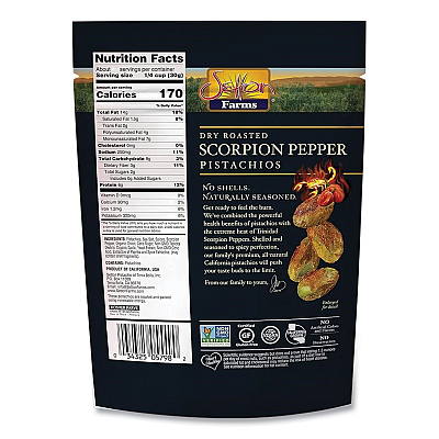 Setton Farms Scorpion Pepper Pistachios, 2.5 oz Bag, 8/Carton (SEF5901)