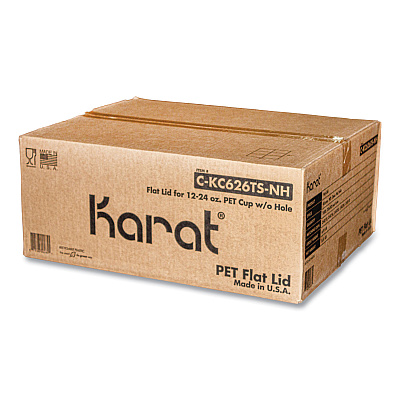 Karat PET Lids, 12 oz to 24 oz Cold Cups, No Hole Flat Lid, Clear, 1,000/Carton (KRTCKC626TSNH)