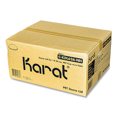 Karat PET Lids, Fits 12 oz to 24 oz Cold Cups, No Hole Dome Lid,,Clear, 1,000/Carton (KRTCKDL626NH)