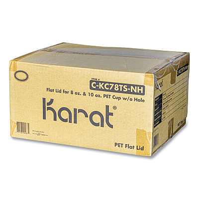 Karat PET Lids, Fits 8 oz to 10 oz Cold Cups, No Hole Flat Lid, Clear, 1,000/Carton (KRTCKC78TSNH)