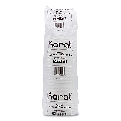 Karat PET Lids, Fits 8 oz to 10 oz Cold Cups, X Straw Hole, Clear, 1,000/Carton (KRTCKC78TS)