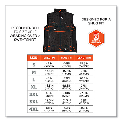 ergodyne N-Ferno 6495 Rechargeable Heated Vest with Batter Power Bank, Fleece/Polyester, Medium, Black (EGO41702)