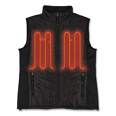 ergodyne N-Ferno 6495 Rechargeable Heated Vest with Batter Power Bank, Fleece/Polyester, Small, Black (EGO41701)