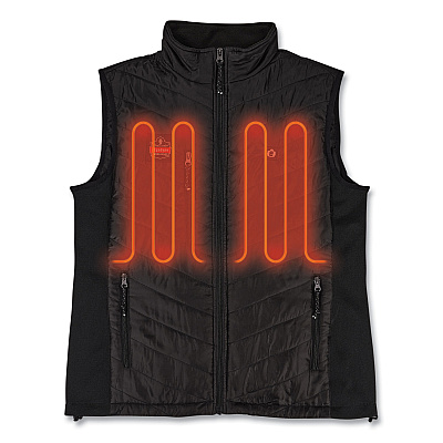 ergodyne N-Ferno 6495 Rechargeable Heated Vest with Battery Power Bank, Fleece/Polyester, 3X-Large, Black (EGO41706)