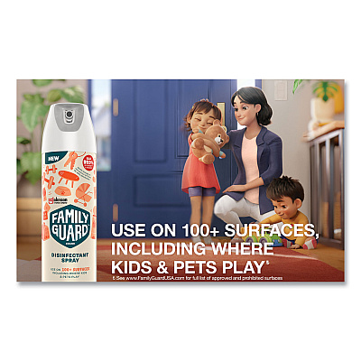 FamilyGuard Disinfectant Spray, Citrus Scent, 17.5 oz Aerosol Spray, 8/Carton (SJN327151)