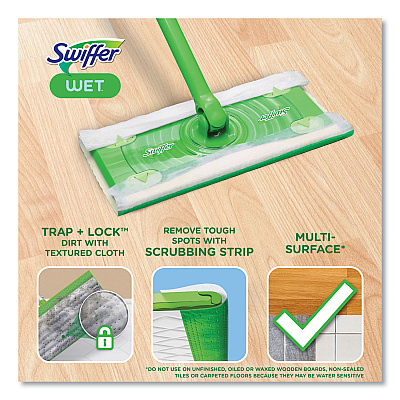 Swiffer Wet Refill Cloths, 8 x 10, Fresh Scent, White, 12/Box, 6 Boxes/Carton (PGC08622)