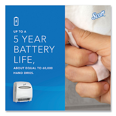 Scott Essential Electronic Hard Roll Towel Dispenser, 12.7 x 9.57 x 15.76, White (KCC48858)