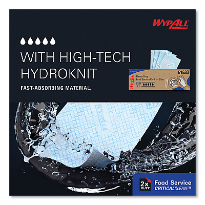 WypAll Heavy-Duty Foodservice Cloths, 12.5 x 23.5, Blue, 100/Carton (KCC51633)