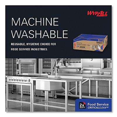 WypAll Heavy-Duty Foodservice Cloths, 12.5 x 23.5, Blue, 100/Carton (KCC51633)