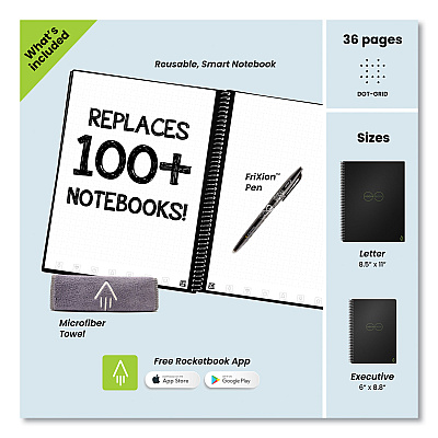 Rocketbook Core Smart Notebook, Dotted Rule, Teal Cover, (18) 8.8 x 6 Sheets (RKBEVREKCCE)
