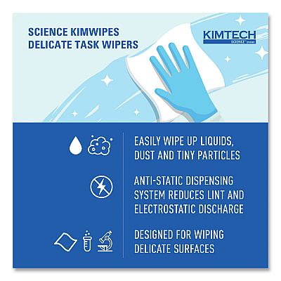 Kimtech Kimwipes Delicate Task Wipers, 1-Ply, 11.8 x 11.8, Unscented, White, 198/Box, 15 Boxes/Carton (KCC34133)