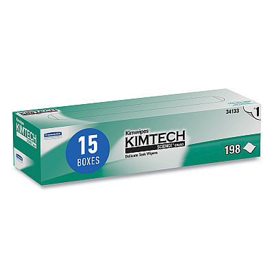 Kimtech Kimwipes Delicate Task Wipers, 1-Ply, 11.8 x 11.8, Unscented, White, 198/Box, 15 Boxes/Carton (KCC34133)
