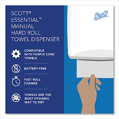 Scott Essential Manual Hard Roll Towel Dispenser, 13.06 x 11 x 16.94, White (KCC46254)