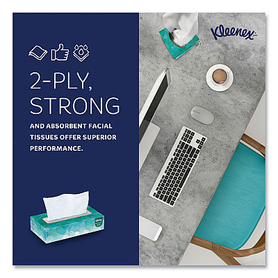 Kleenex White Facial Tissue for Business, 2-Ply, White, Pop-Up Box, 100 Sheets/Box (KCC21400BX)