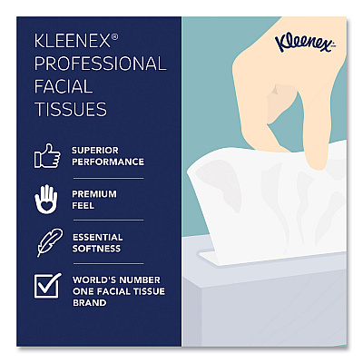Kleenex White Facial Tissue for Business, 2-Ply, White, Pop-Up Box, 100 Sheets/Box (KCC21400BX)