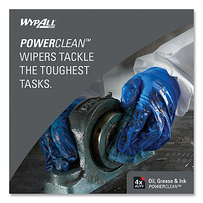 WypAll Power Clean Oil, Grease and Ink Cloths, BRAG Box, 12.1 x 16.8, Blue, 180/Box (KCC33352)