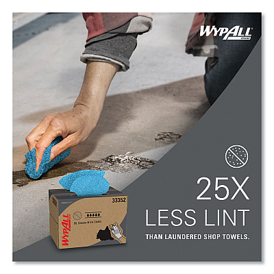 WypAll Power Clean Oil, Grease and Ink Cloths, BRAG Box, 12.1 x 16.8, Blue, 180/Box (KCC33352)