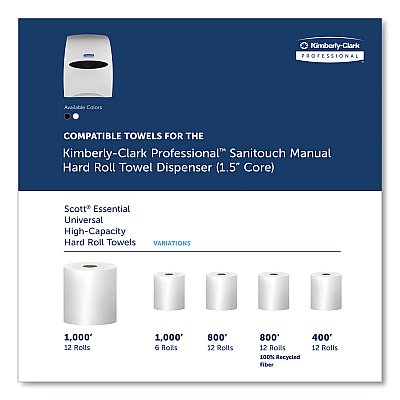 Kimberly-Clark Sanitouch Hard Roll Towel Dispenser, 12.63 x 10.2 x 16.13, White (KCC09991)