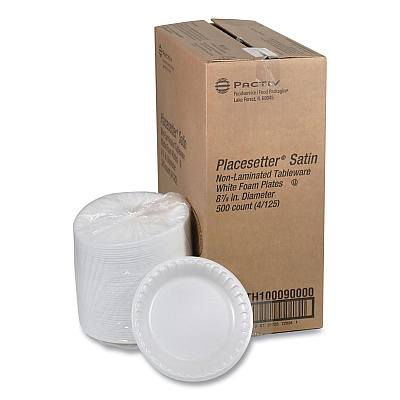 Pactiv Evergreen Placesetter Satin Non-Laminated Foam Dinnerware, Plate, 9" dia, White, 500/Carton (PCT0TH10009)