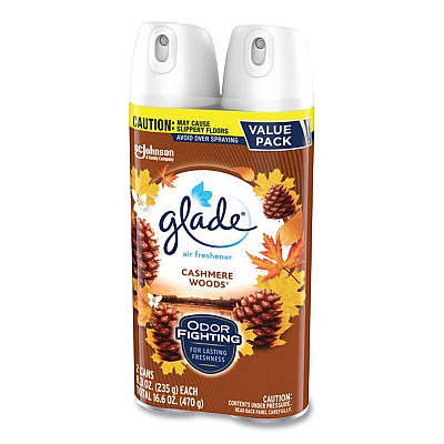 Glade Air Freshener, Cashmere Woods, 8.3 oz Aerosol Spray,  3/Carton (SJN346577)