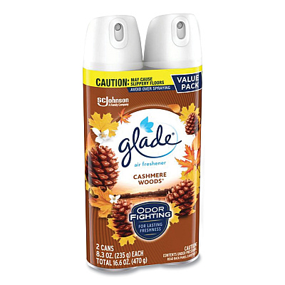 Glade Air Freshener, Cashmere Woods, 8.3 oz Aerosol Spray,  3/Carton (SJN346577)