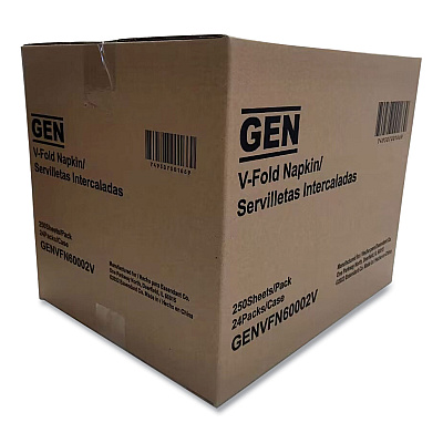 GEN Premium Interfold Pop-Up Dispenser Napkin, 6.5 x 8.3, White, 250/Pack, 24 Packs/Carton (GENVFN60002V)