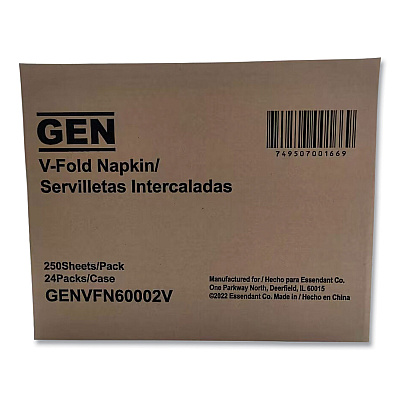 GEN Premium Interfold Pop-Up Dispenser Napkin, 6.5 x 8.3, White, 250/Pack, 24 Packs/Carton (GENVFN60002V)