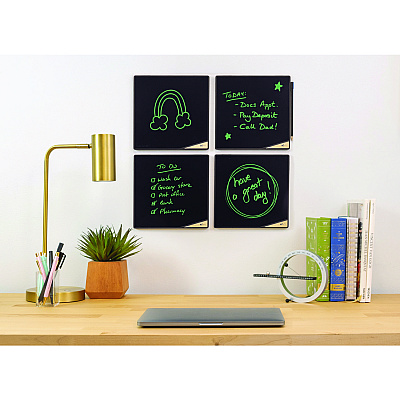 Boogie Board VersaTiles Memo Board, with Stylus, 8.25 x 8.25, Black LCD Surface, Black Plastic Frame (IMVVT1060001)