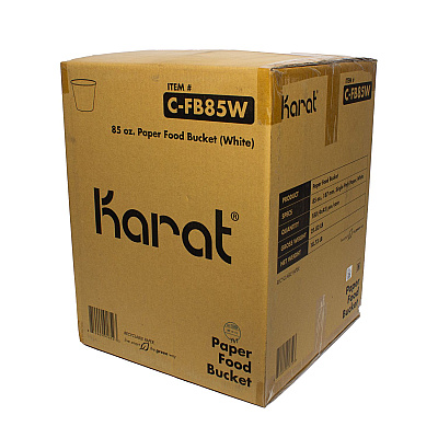Karat Food Bucket, 85 oz, 7.36" Dia x 6"h, White, Paper, 180/Carton (KRTCFB85W)