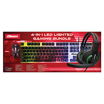 2Boom 4-in-1 LED Lighted Gaming Bundle, USB, Red (MIGGHP440R)