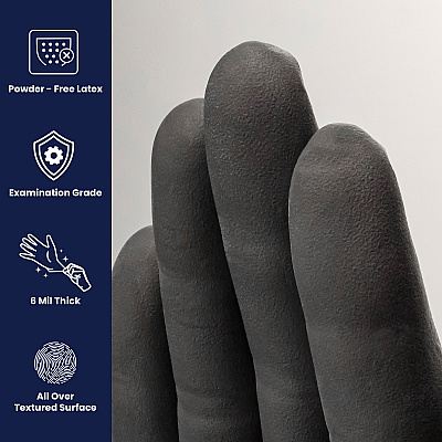 Phantom Latex Powder Free 6 Mil Exam Gloves Black Xl, Case Of 900 (PHM918)