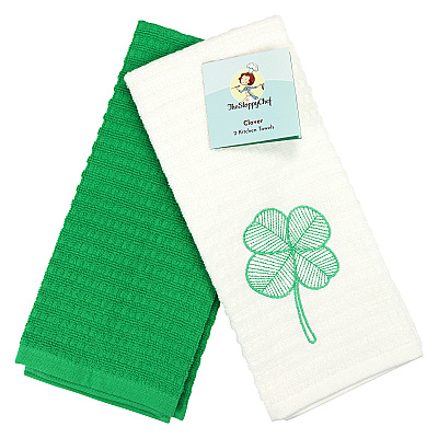 Sc Lucky Embroidered Kitchen Towel 16x26 Clover, Case Of 40 Sets (SC-KT2-CL-CS)