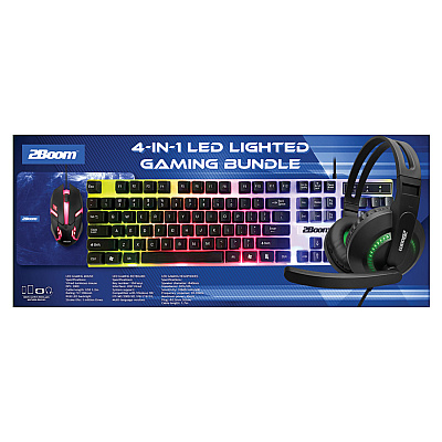 2Boom 4-in-1 LED Lighted Gaming Bundle, USB, Blue (MIGGHP440B)