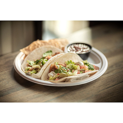 Pactiv Evergreen EarthChoice PFAS Free Compostable Dinnerware, 3-Compartment Plate, 10.25" dia, Natural, 500/Carton (PCTMC50044PFREE)