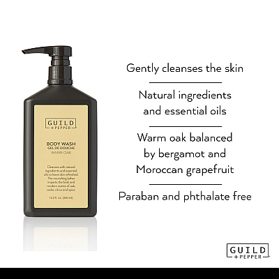Guild+Pepper Shower Gel, Warm Oak Scent, 12.2 oz, 12/Carton (GIS100304)