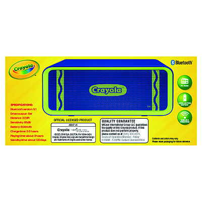 Crayola Portable Speaker, Bluetooth, Blue/Green (MIGCBT300B)