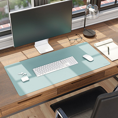 Smead Vegan Leather Desk Pads, 36" x 17", Light Blue (SMD64830)