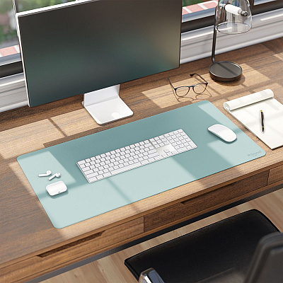 Smead Vegan Leather Desk Pads, 31.5" x 15.7", Light Blue (SMD64835)