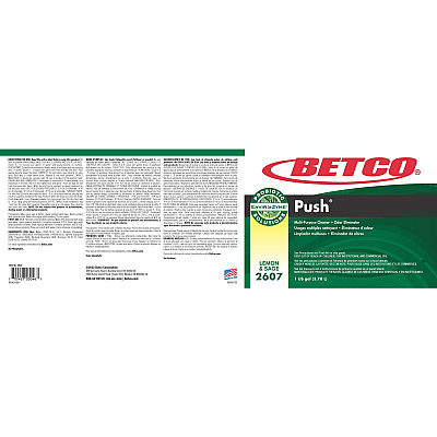 Betco Green Earth Push Enzyme Multipurpose Cleaner, Lemon and Sage Scent, 1 gal Bottle, 4/Carton (BET26070400)