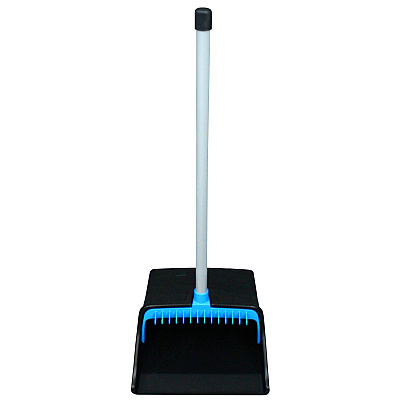 Impact LobbyMaster Plastic Dust Pan, 11.72" Wide, 31" PVC Handle, Blue/Black (IMPT001301)
