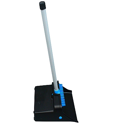 Impact LobbyMaster Plastic Dust Pan, 11.72" Wide, 31" PVC Handle, Blue/Black (IMPT001301)