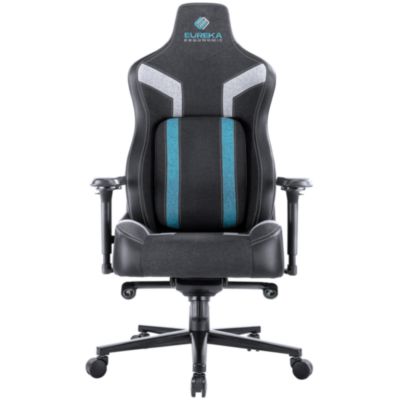 Eureka Python II Ergonomic Chair, Supports up to 300 lb, 18.88" to 22.83" Seat Height, Black Fabric Seat, Black/Blue Fabric Back (EKAGC08BU)