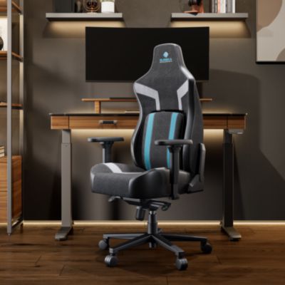 Eureka Python II Ergonomic Chair, Supports up to 300 lb, 18.88" to 22.83" Seat Height, Black Fabric Seat, Black/Blue Fabric Back (EKAGC08BU)