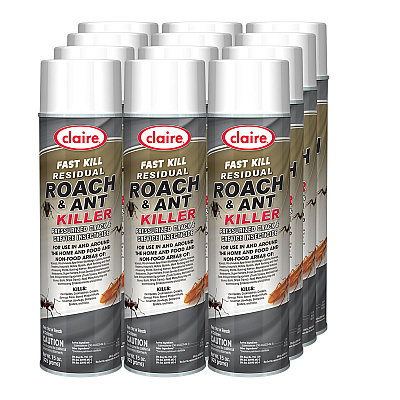 Claire Fast Kill Residual Roach and Ant Killer, 15 oz Aerosol Spray, 12/Carton (CGC301)